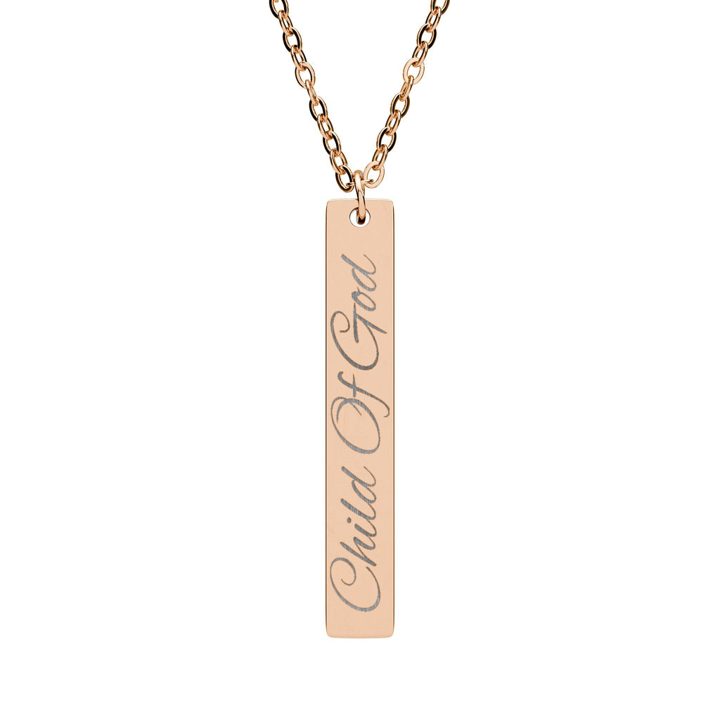 Child Of God Engraved Vertical Bar Necklace