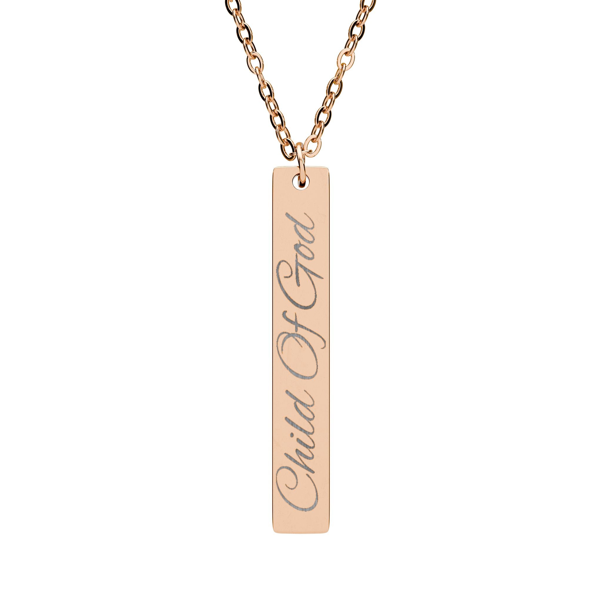 Child Of God Engraved Vertical Bar Necklace