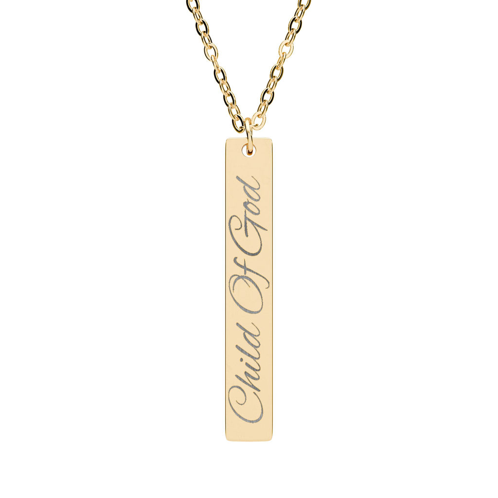 Child Of God Engraved Vertical Bar Necklace