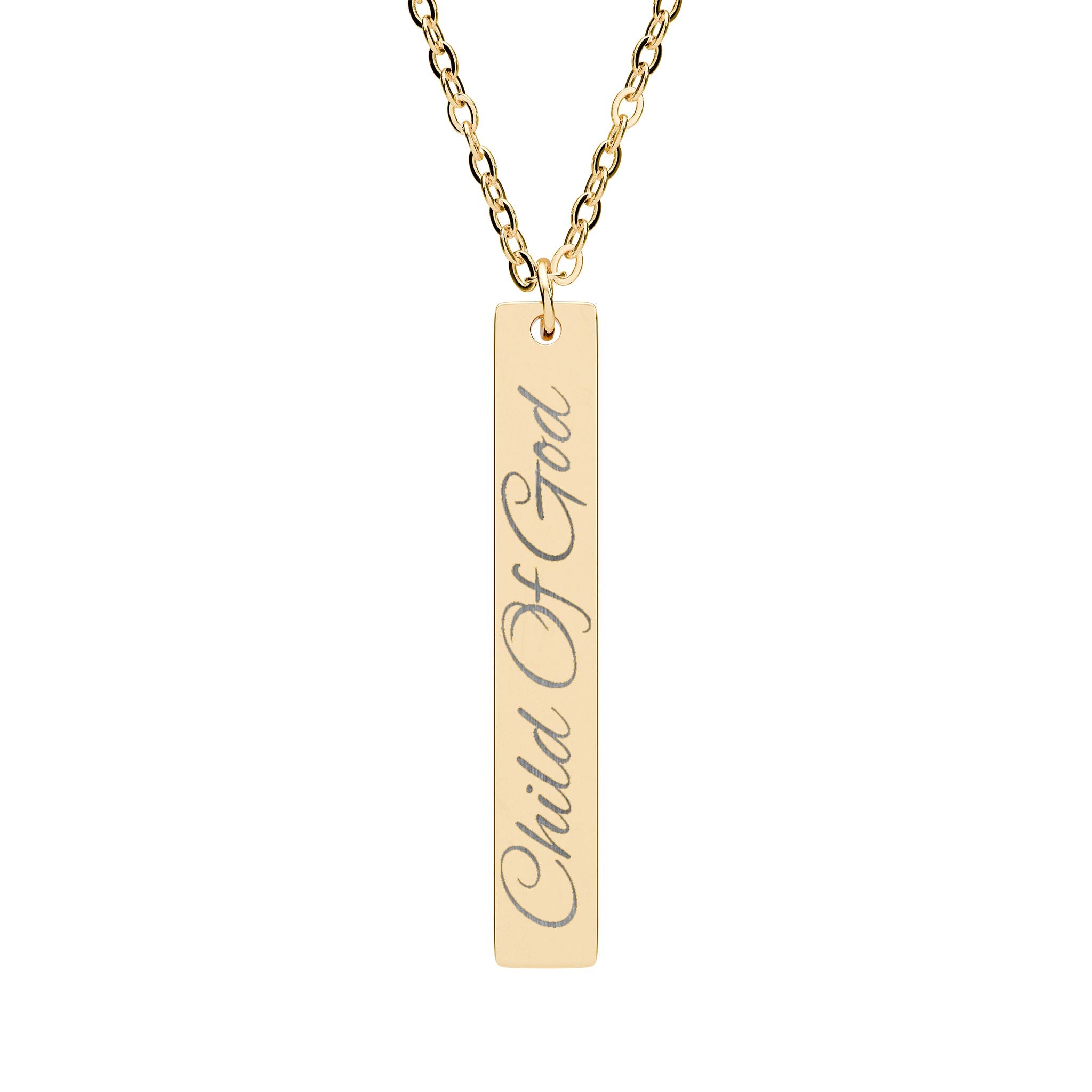 Child Of God Engraved Vertical Bar Necklace