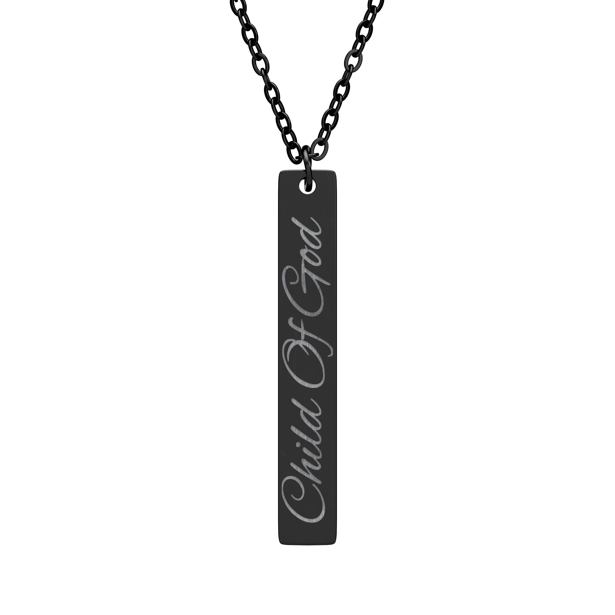 Child Of God Engraved Vertical Bar Necklace