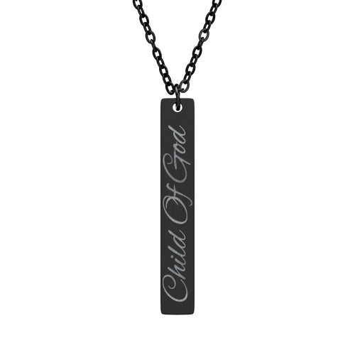 Child Of God Engraved Vertical Bar Necklace